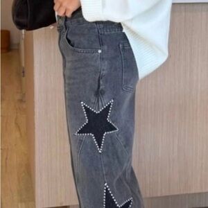 Star Accented Black Jeans